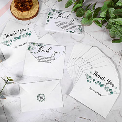 Marspark 25 Pack Funeral Thank You Cards Sympathy Envelopes, Leaves - style: Leaves