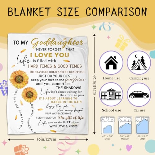 Goddaughter Gift from Godmother & Godfather, Goddaughter Blanket 50"x 60" - color: To My Goddaughter-1, size: 50"x60"