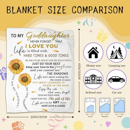 Goddaughter Gift from Godmother & Godfather, Goddaughter Blanket 50"x 60" - color: To My Goddaughter-1, size: 50"x60"