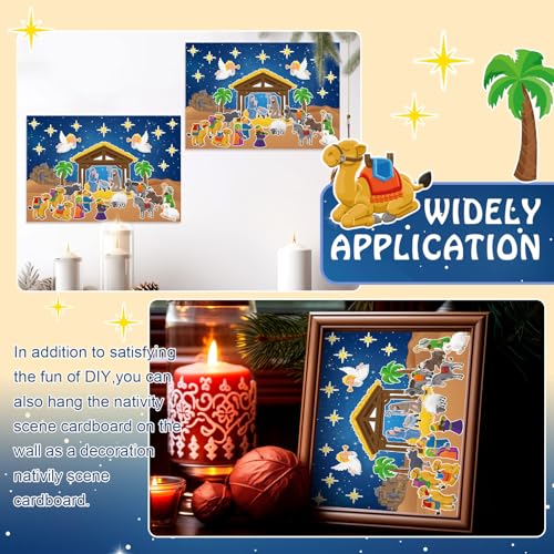 Yexiya 60 Sheets Christmas Nativity Stickers Make a Scene Kit, Cartoon - style: Cartoon