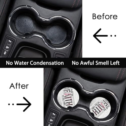 2 Pack Christian Car Cup Holder Coasters Universal Neoprene Coasters - color: Faith