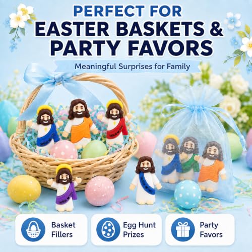 Mini Jesus Figures 100 Pack, Jesus Loves You Bulk Figurines - color: Multicolor – 100 Pcs + 6 Bookmarks