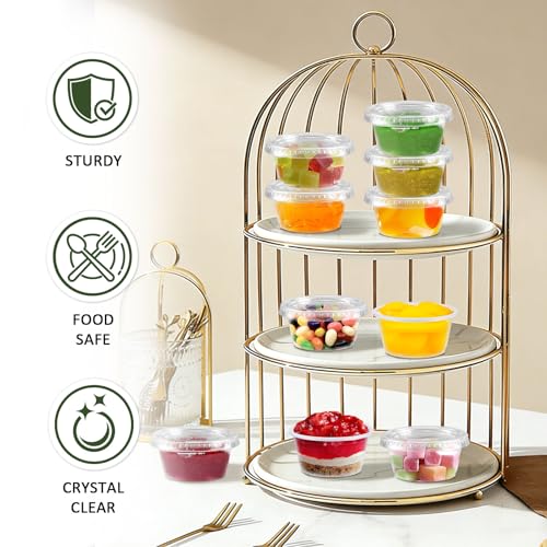 400 Pack 2 oz Jello Shot Cups with Lids, Disposable Condiment Cups - size: 2oz-400p