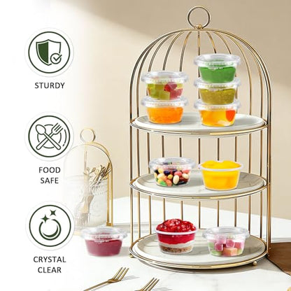 400 Pack 2 oz Jello Shot Cups with Lids, Disposable Condiment Cups - size: 2oz-400p