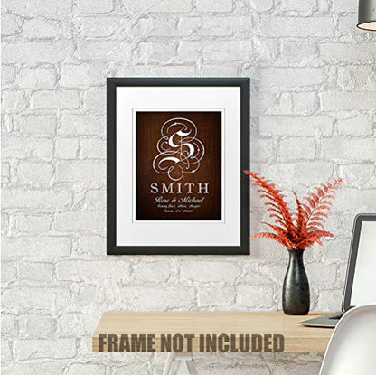 A&T ARTWORK Family Sign - Photo Prints Gift, Anniversary, with Couple's Name, Member Name and Date Established. 14x11 inches & D-Mats UNFRAMED - color: Family Sign, size: 11x14"