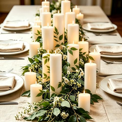 18-Pack Ivory White Pillar Candles Bulk Set, 2 x 3/6/8 Inch 3 Size - size: 2 x 3/6/8 Inch