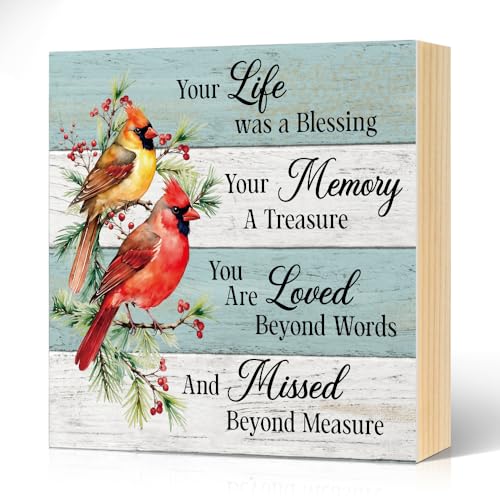 Your Life Was A Blessing Wood Block Plaque Box Sign 5.9 * 5.9 - color: red021