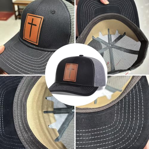 Black Baseball Cap Snapback hat for Men Snap Pack Hip Hop Mens Hat - color: Leather Cross