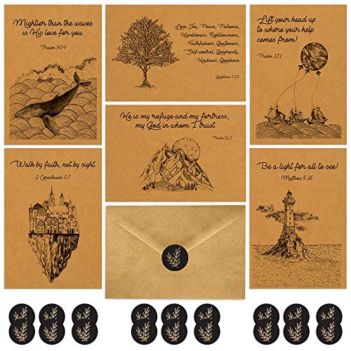 DIVERSEBEE 18 Kraft Inspirational Christian Greeting Cards with Envelopes - color: Kraft