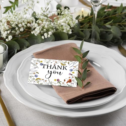 Marspark 25 Pack Funeral Thank You Cards Sympathy Envelopes, Wildflower - style: Wildflower