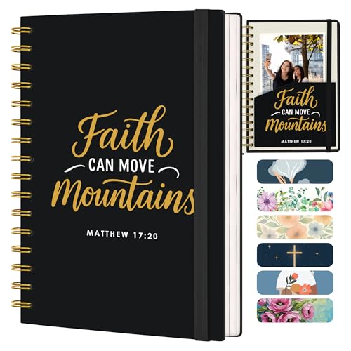 Only Zest Hardcover Blank Christian Notebook – 140 Pages - Matthew 17:20 - color: Faith_Black
