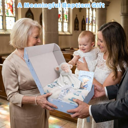 Baptism Gifts for Boys and Girls, Loveys for Babies Lamb Security Blanket - color: BABY BLUE LAMB