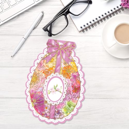 Current Deluxe Die Cut Easter Egg Value Greeting Card Set - Value Pack of 8 Cards for Kids & Adults With White Envelopes, 4 Design Prints, Large 5" x 7" Greetings - color: Die-cut Egg