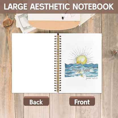 KAOWT Boho Christian Notebook Journal, Bible Notebooks for Note Taking, Prayer Journal for Woman Man, Christian Gifts for Women Men, Religious Scripture Hardcover Spiral Notebook 5.5x8.3in - color: notbook bible-blue keeper