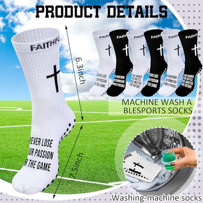 Glitopper 6 Pairs Cross Grip Soccer Socks US 6-13 christian - color: 2 Colors, style: Struggle