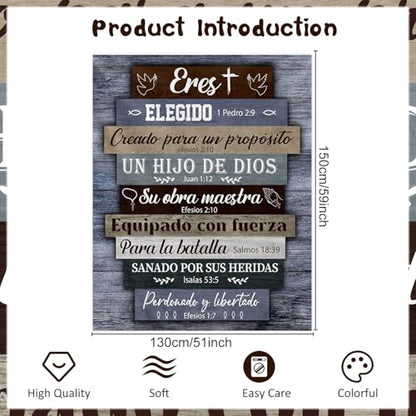 Wxiben Spanish Christian Gifts for Men Religious Throw Blanket, 50x60 Inch - color: Spanish Christian