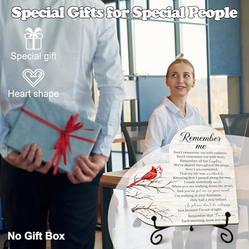 Sympathy Gifts for Loss of Loved One, Bereavement Memorial Funeral Grief Gift for Women, Wooden Heart Keepsake Remembrance of Mom Dad Family Member - E01 - color: Red Remember Me Cardinal