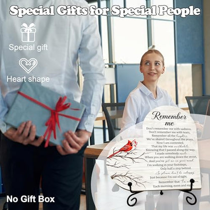 Sympathy Gifts for Loss of Loved One, Bereavement Memorial Funeral Grief Gift for Women, Wooden Heart Keepsake Remembrance of Mom Dad Family Member - E01 - color: Red Remember Me Cardinal