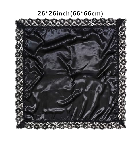 26'' lap scarf silk feeling fabric lap scarves with lace trims lap handkerchief lap covers lap skirts for women in church - color: Black