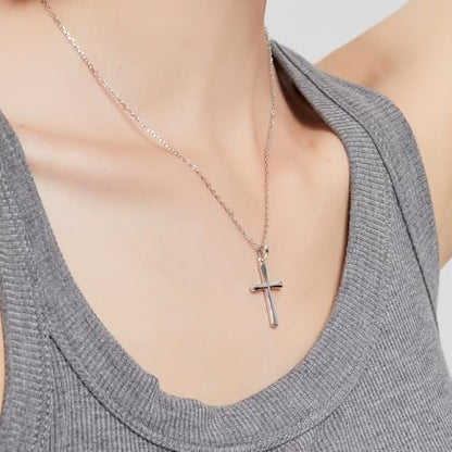Cross Necklace for Women, Handcrafted S925 Sterling Silver Pendant - color: Sterling Silver