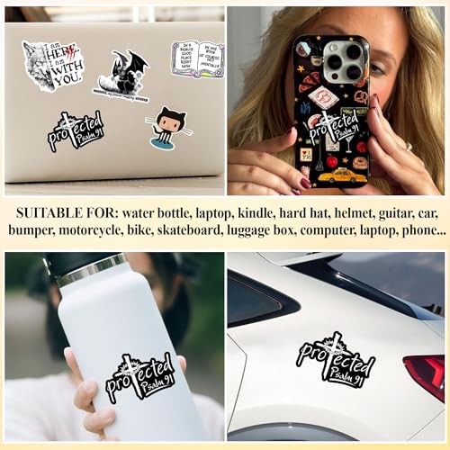 3 Pcs Protected Sticker Cross Christian Psalm Religious Jesus Bible Verse Faith Waterproof Vinyl Decal for Water Bottle Tumbler Hard Hat Helmet Car Laptop Gift 3 Inches - color: 3 Inches
