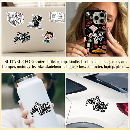 3 Pcs Protected Sticker Cross Christian Psalm Religious Jesus Bible Verse Faith Waterproof Vinyl Decal for Water Bottle Tumbler Hard Hat Helmet Car Laptop Gift 3 Inches - color: 3 Inches