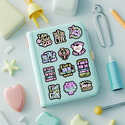 50 Pcs Jesus Christian Bible Stickers for Kids, Neon Christ Faith Vinyl Waterproof Water Bottle Laptop Decals, Teens Adults Religious Christianity Christmas Easter Thanksgiving - color: Bible-pvc-163kshr