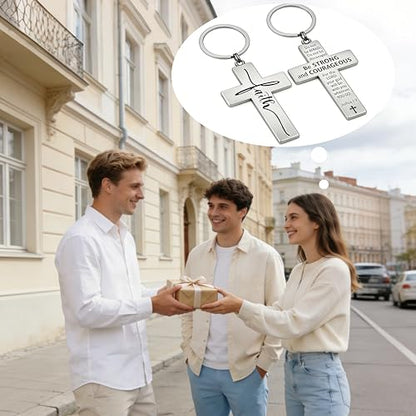 Cross Keychain for Men Women Teens, Christian Bible Verse Jesus Keychain, Religious Inspirational Scripture Accessories for Baptism First Communion Birthday Graduation