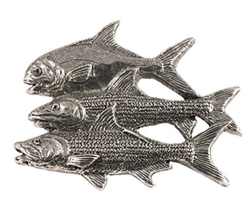Grand Slam Bonefish Tarpoon Fish Pin, Pewter, Lapel, Hat, Pins, Brooch, Brooches, Jewelry, Gift, Handmade in the USA, 200 Fish Designs Available. S035PRZ - color: Antique Pewter