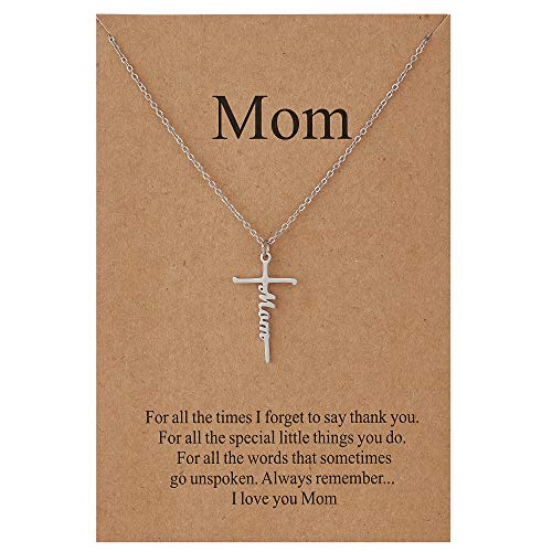 Lcherry Faith Cross Pendant Necklace for Women Religious Christian Jewelry Birthday Christmas Gifts for Women - style: 5-Mom
