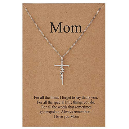 Lcherry Faith Cross Pendant Necklace for Women Religious Christian Jewelry Birthday Christmas Gifts for Women - style: 5-Mom