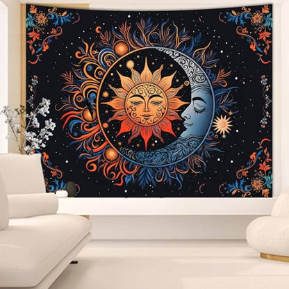Apdidl Sun and Moon Boho Tapestry, Hippie Mandala Tapestries Wall Hanging - color: D-Boho Sun Tapestry, size: 90"L x 71"W