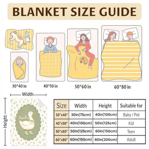 Personalized Goose Baby Blanket, Custom Name Nursery Throw Gift - color: #Ver1