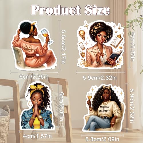 Black Girl Stickers for Women - 100 Pcs Black Women Water Bottle Stickers for Vision Board, Affirmation Waterproof Scrapbook Decals, Motivational Vinyl Sticker for Laptop Journaling - style: Black Girl Affirmation