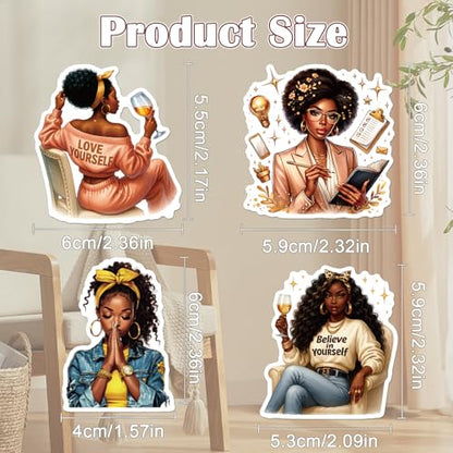 Black Girl Stickers for Women - 100 Pcs Black Women Water Bottle Stickers for Vision Board, Affirmation Waterproof Scrapbook Decals, Motivational Vinyl Sticker for Laptop Journaling - style: Black Girl Affirmation