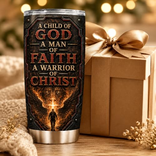 Personalized Christian Gifts For Men - Bible Faith Man Of God Warrior Christ Tumbler V10 - A Child Of God Religious For Dad, Husband, Grandpa on Fathers Day, Christmas, Birthday - color: CH-VAR-10