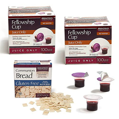 Broadman Pre-filled Communion Fellowship Cup, Juice Only, 200 Count and Gluten Free Bread, 200 Count Value Bundle