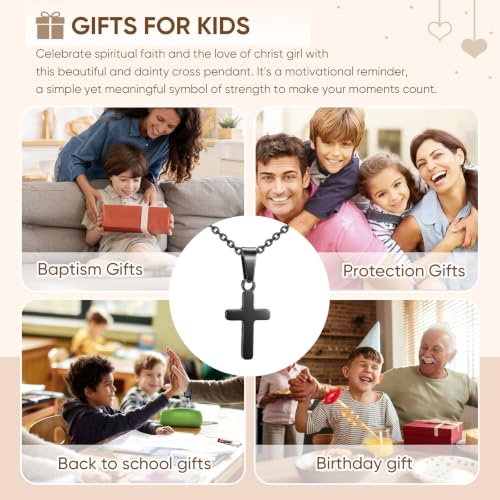 Gold Plated/Silver/Black Cross Chain Necklace Gifts for Boys Girls Son - color: black, style: For your Baptism