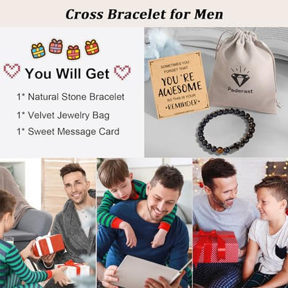 Christian Grandparents-Day Gifts for Men, Religious Cross Bracelet for Him - style: You are awesome.