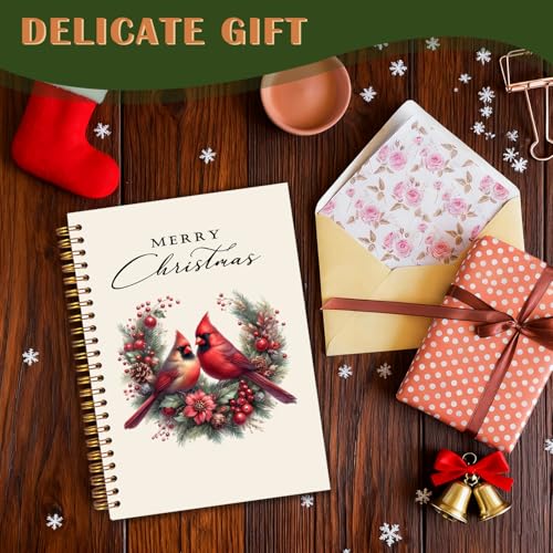 Exqcom Christmas Red Cardinal Spiral Notebook Gifts, Winter Red Holly Berries Botanical Bird Holiday Journal for Women, Merry Christmas Hardcover Notebook Journal Office School Supplies, 5.5x8.3 Inch - color: white Bible Notebook-H