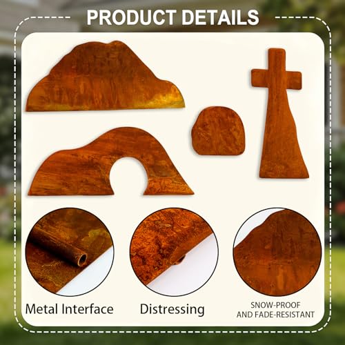 Easter Yard Sign Metal Religious Christian Outdoor Decorations Empty Tomb Easter Scene with Cross Jesus Resurrection Easter Lawn Decorations Garden Patio Porch Church Decor