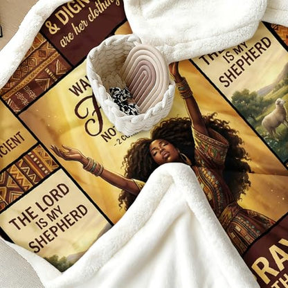 African American Black Girl Women Blanket - Christian Birthday Gifts Blanket- Inspirational Flannel Religious Spiritual Throw Blanket Home Decor 50x60inch - color: Hrmt8