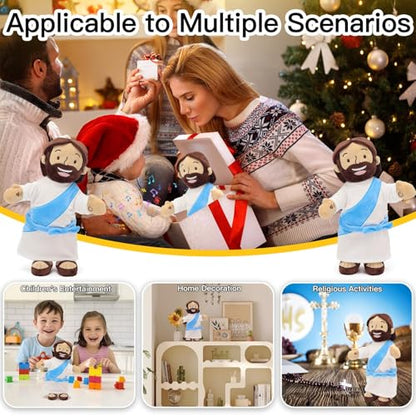 Yelakey Dancing Jesus Doll, 14" Musical Jesus Plush with 4 Christian Songs, Interactive Christian Plush Toy for Kids and Adults, Christmas Easter Baptism Gift