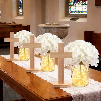 Wavwavw 37 Pcs Baptism Centerpieces for Table, Hydrangea - style: Hydrangea