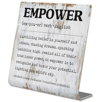 Empower Desk Sign Inspirational Office Decor with Boundless Potential Quote, Rustic Steel Plaque for Women Leaders, Teachers, Coaches, Therapists, Motivational Gift Idea for Empowerment XLK513 - style: Empower
