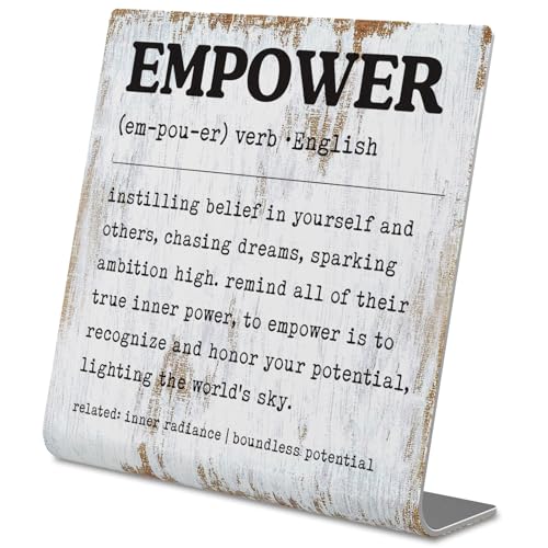 Empower Desk Sign Inspirational Office Decor with Boundless Potential Quote, Rustic Steel Plaque for Women Leaders, Teachers, Coaches, Therapists, Motivational Gift Idea for Empowerment XLK513 - style: Empower