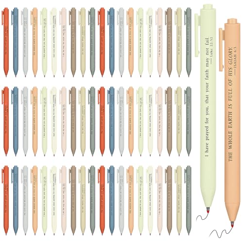 Cholemy 50 Pcs Bible Verse Pens Bulk Christian Pens Black Ink - color: Morandi