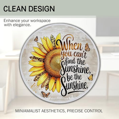 Sunflower Floral Inspirational Small Round Mouse Pad 8.6x8.6in - color: Sunflower Mouse Pad