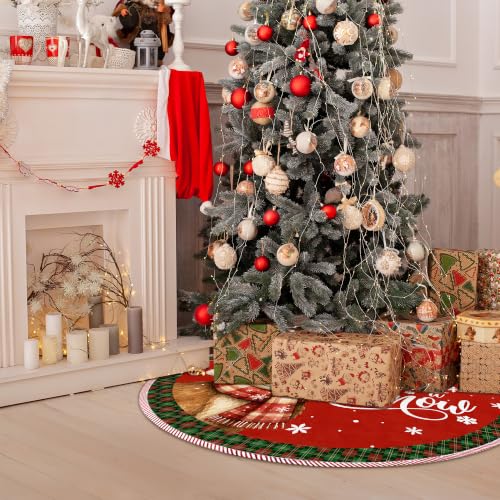 Red Reindeer Christmas Tree Skirt, Let It Snow Xmas Tree Skirt 519XW-TS - color: Deer-1