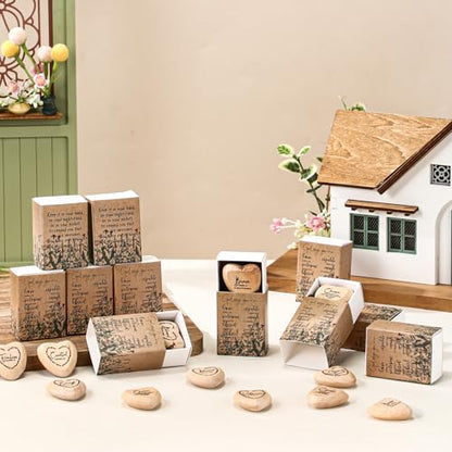 Yalikop 24 Sets Christian Gift Bulk Wooden Scripture Hearts, Wood Color - color: Wood Color